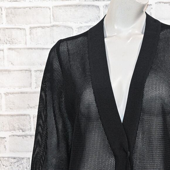Exclusively MISOOK Women's Black Mesh Long Cardigan Jacket top Size Small - Picture 8 of 10